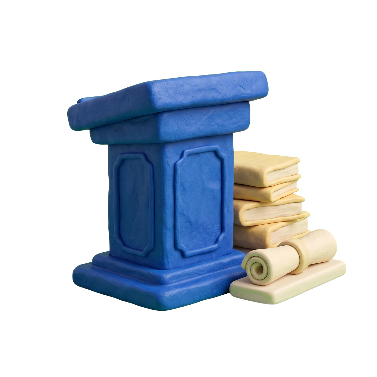 Academic department illustration in blue and ivory clay