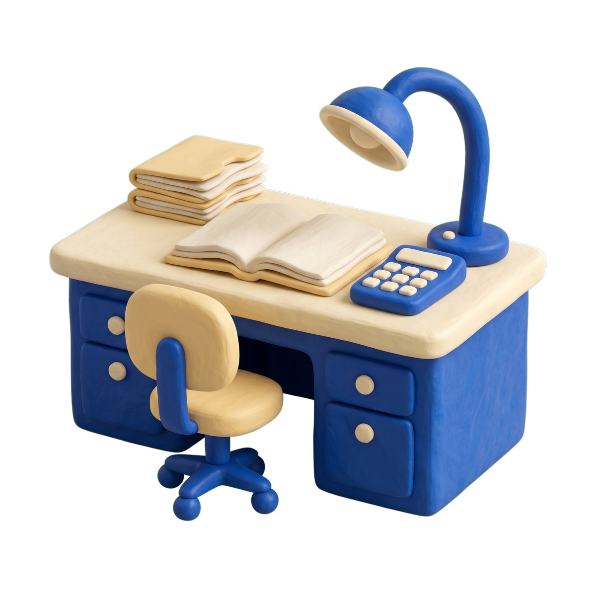 Accountant illustration in blue and ivory clay