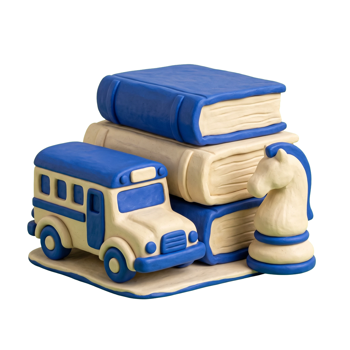 After school program illustration in blue and ivory clay