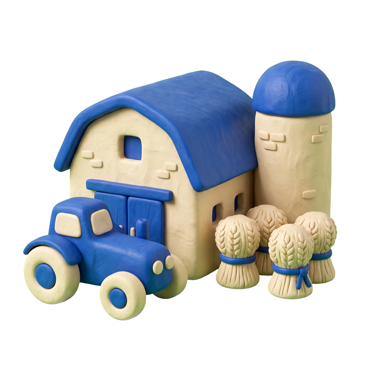 Agricultural organization illustration in blue and ivory clay