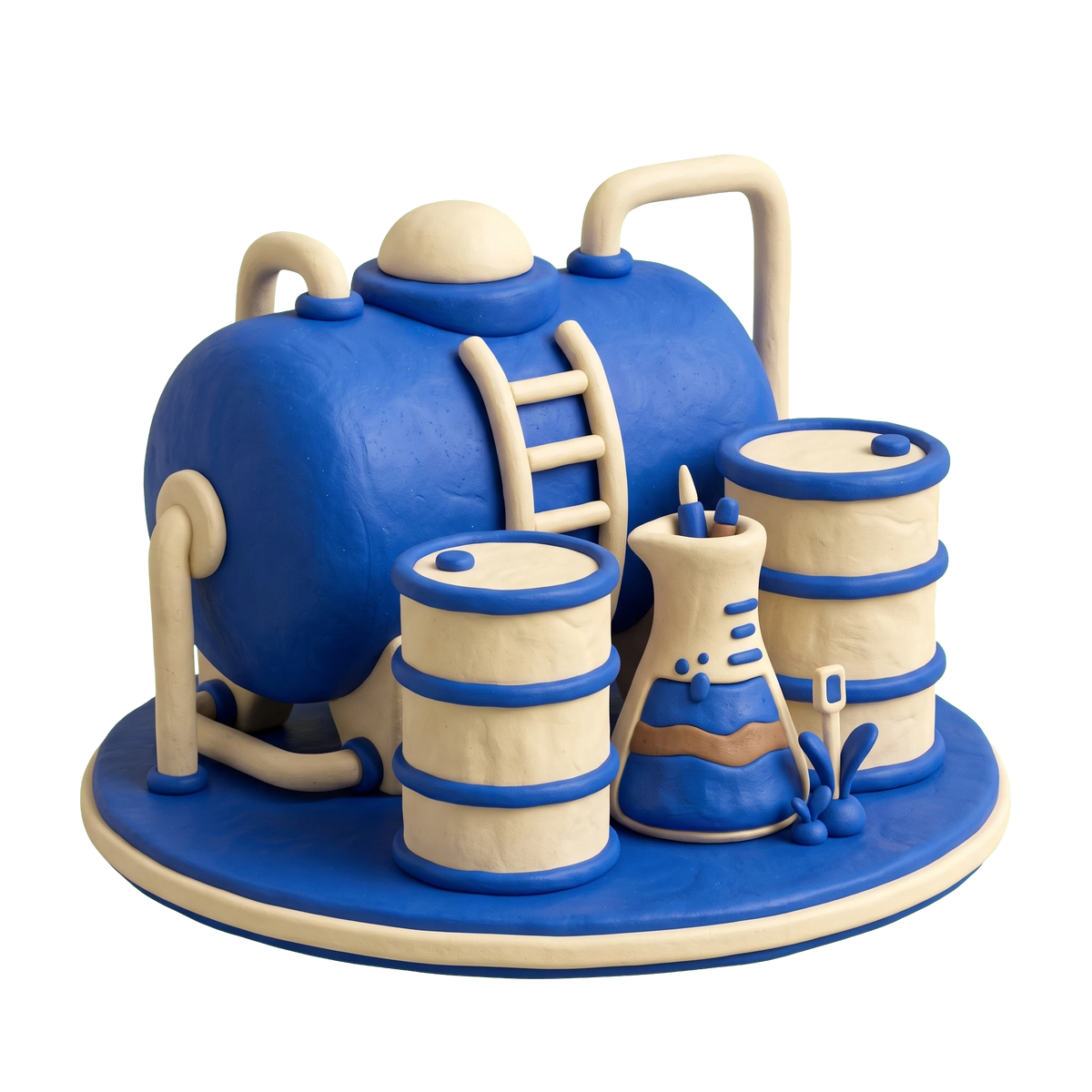 Agrochemicals supplier illustration in blue and ivory clay