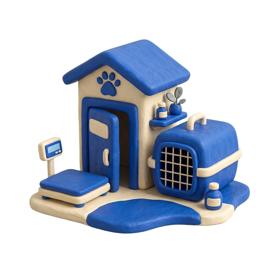 Animal protection organization illustration in blue and ivory clay