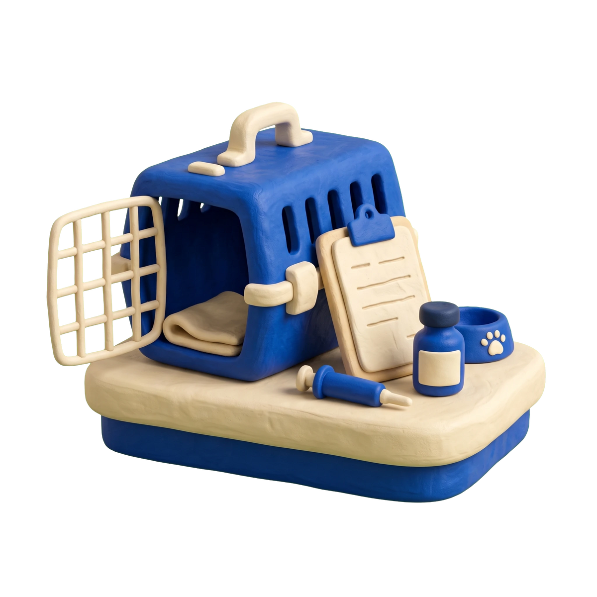 Animal rescue service illustration in blue and ivory clay