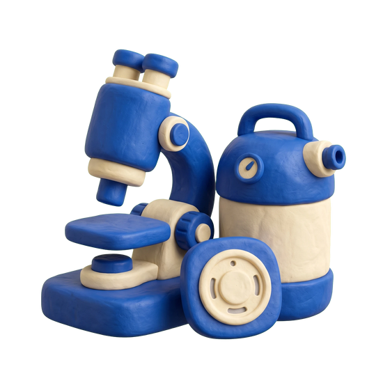 Asbestos testing service illustration in blue and ivory clay