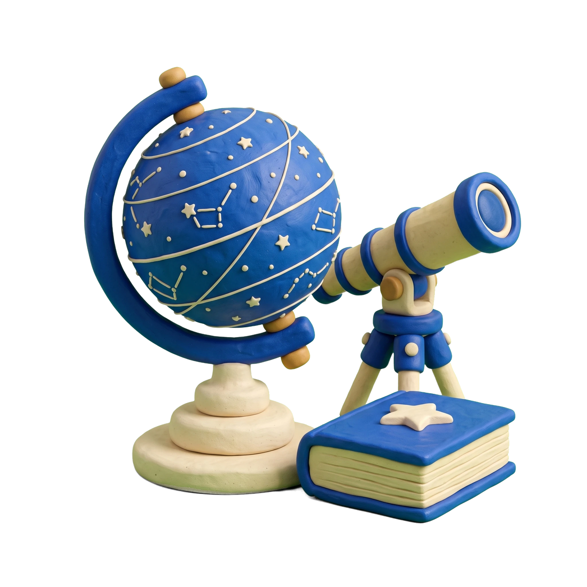 Astrologer illustration in blue and ivory clay