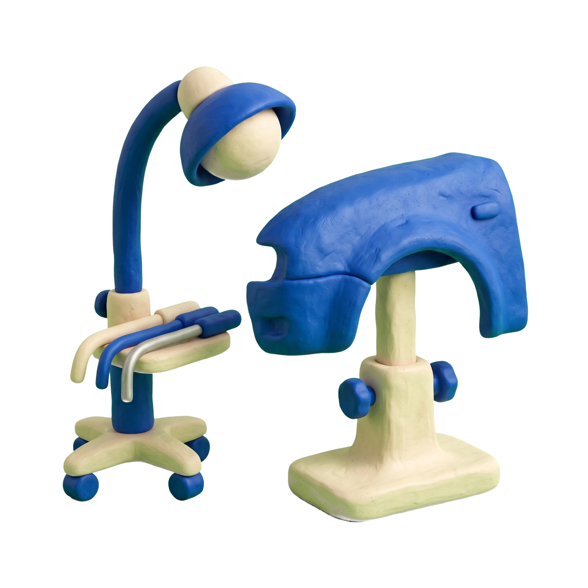 Auto dent removal service illustration in blue and ivory clay