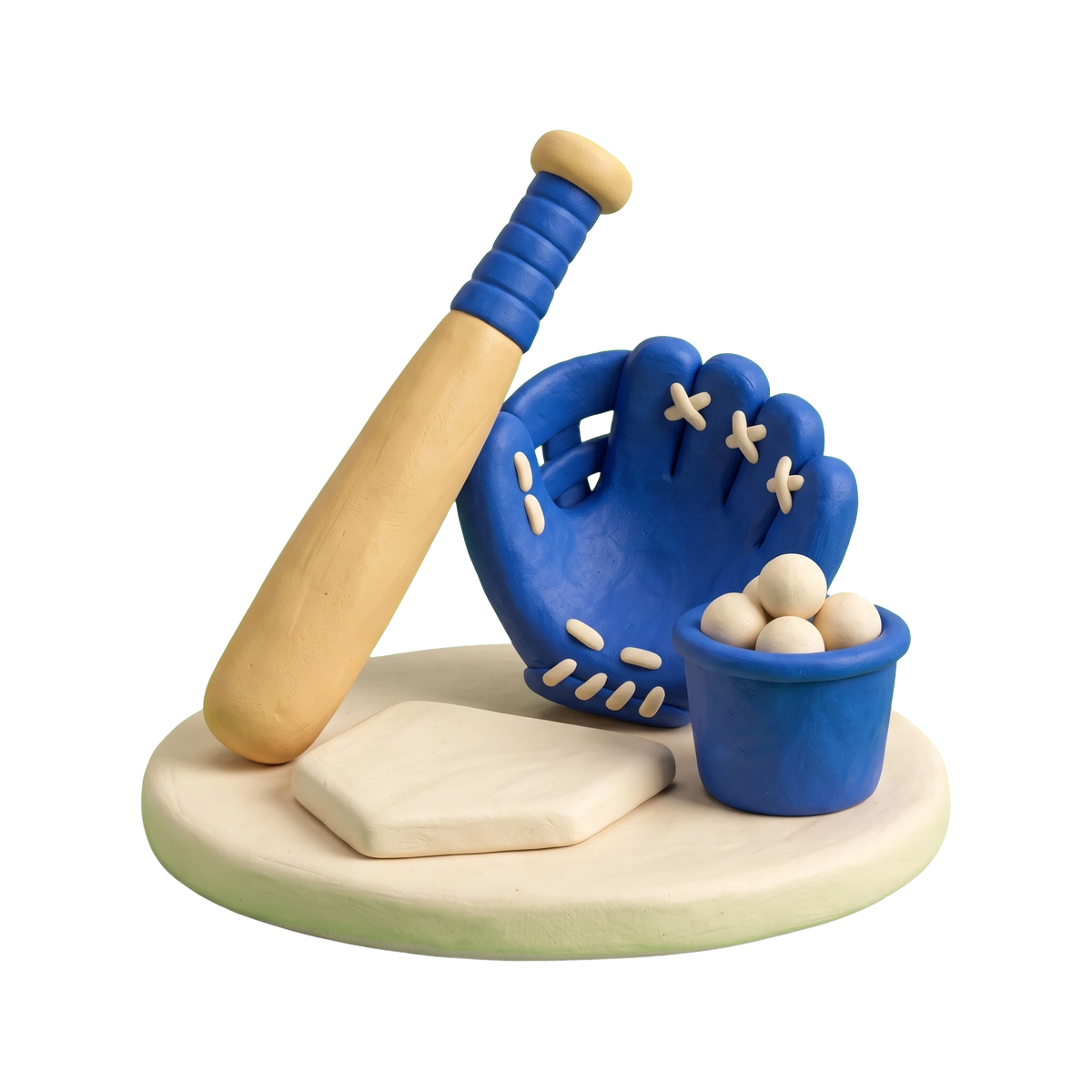 Baseball club illustration in blue and ivory clay