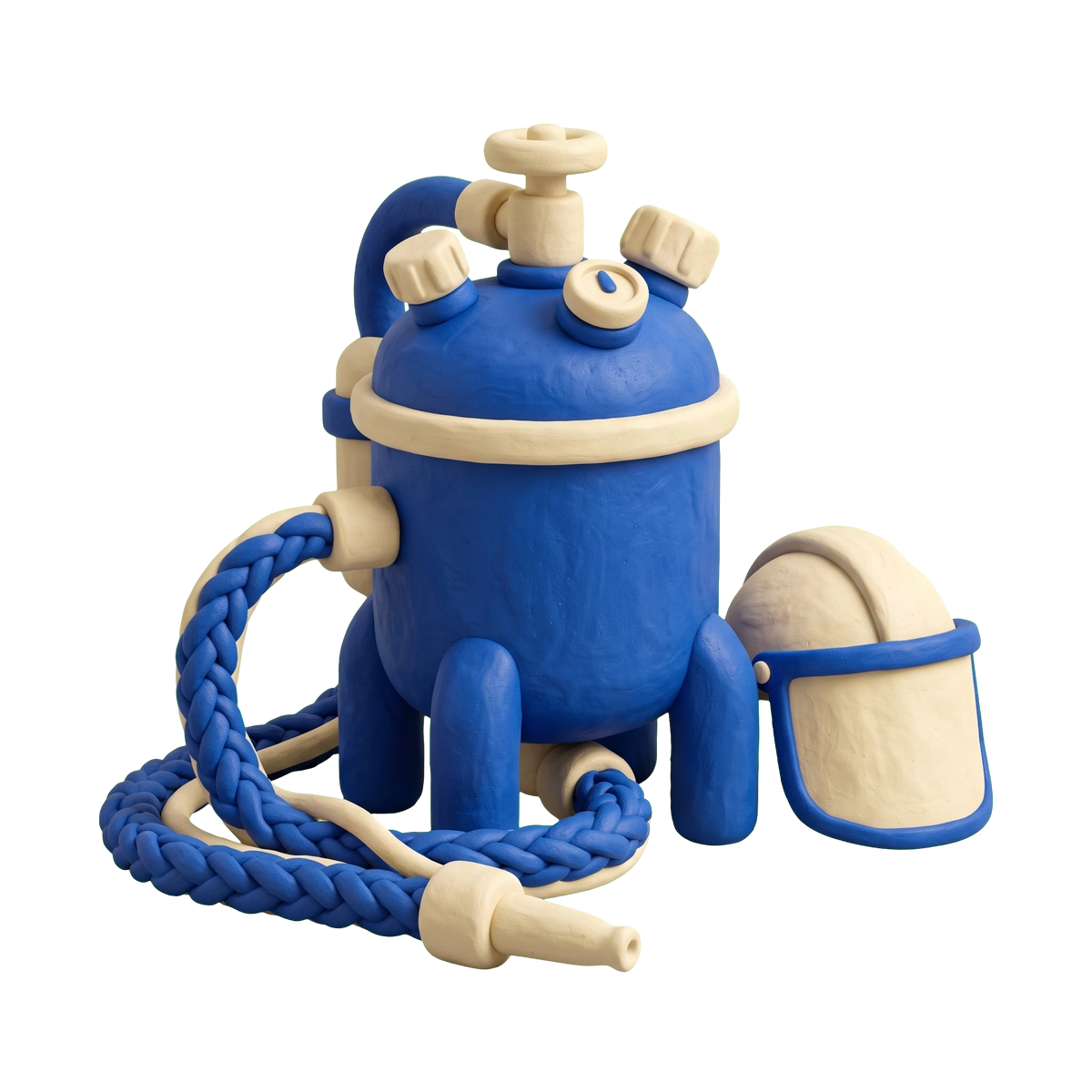 Blast cleaning service illustration in blue and ivory clay