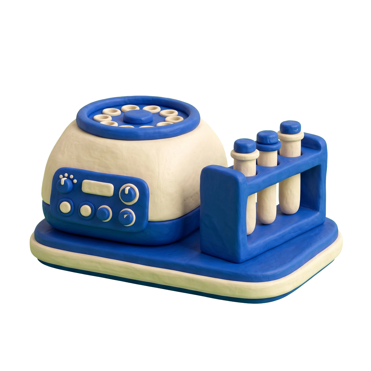 Blood testing service illustration in blue and ivory clay