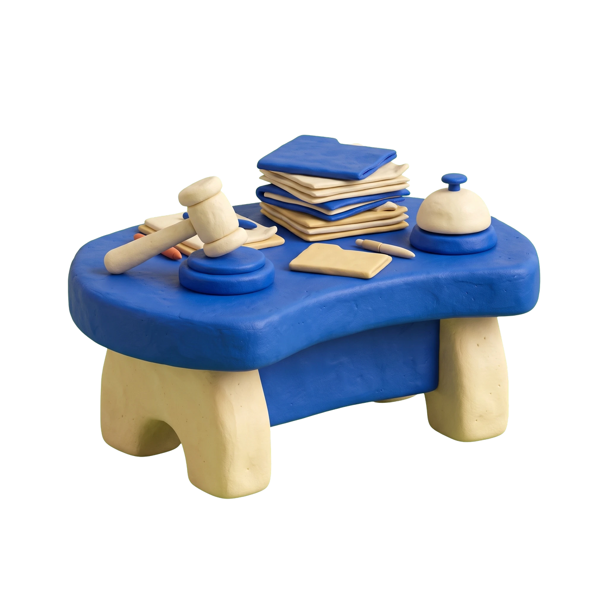 Board of education illustration in blue and ivory clay