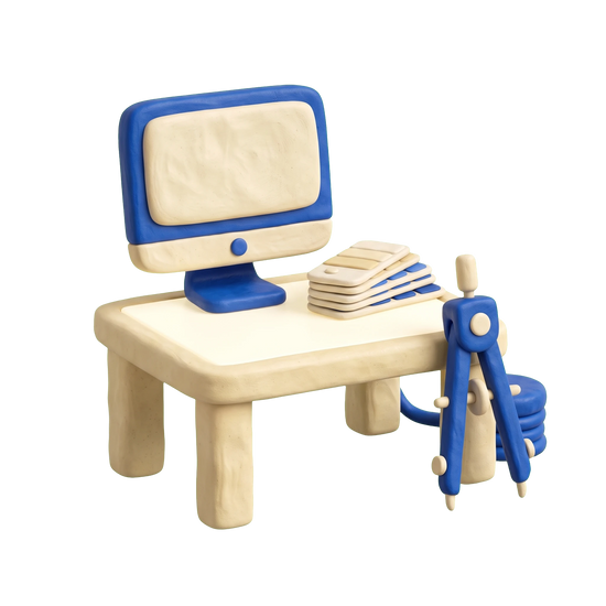 Branding agency illustration in blue and ivory clay