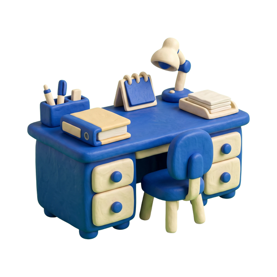 Business administration service illustration in blue and ivory clay