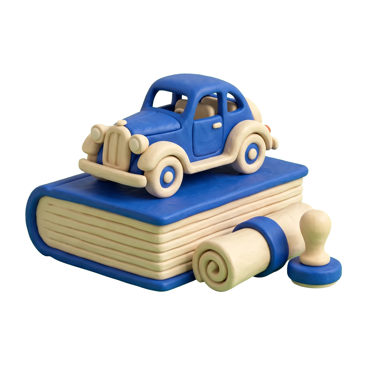 Car finance and loan company illustration in blue and ivory clay