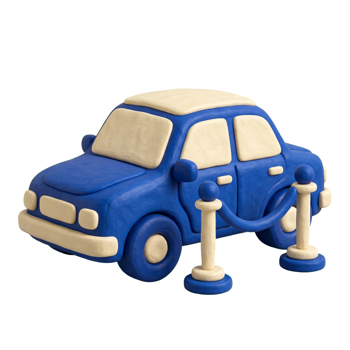 Chauffeur service illustration in blue and ivory clay
