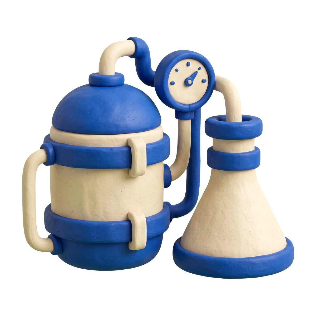 Chemical manufacturer illustration in blue and ivory clay