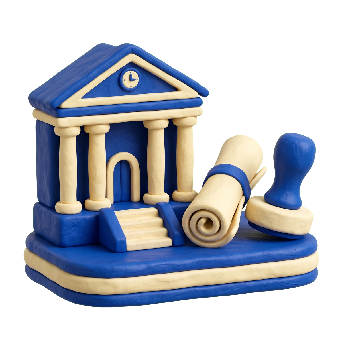 City tax office illustration in blue and ivory clay