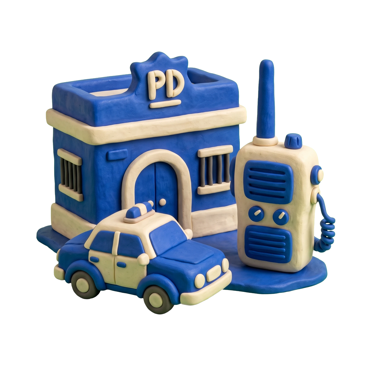 Civil police illustration in blue and ivory clay