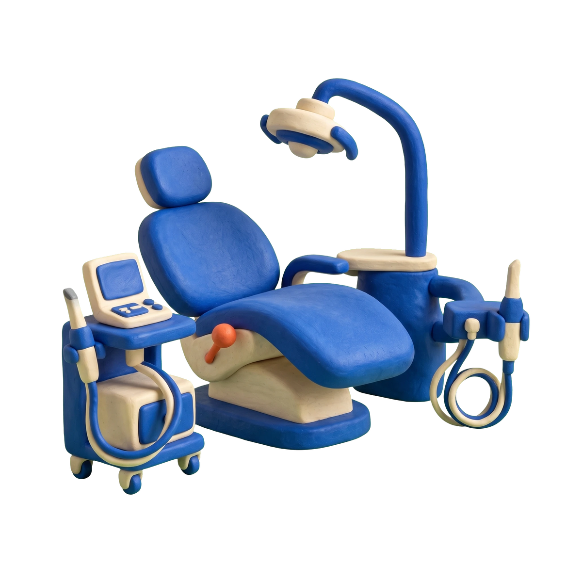 Cosmetic dentist illustration in blue and ivory clay