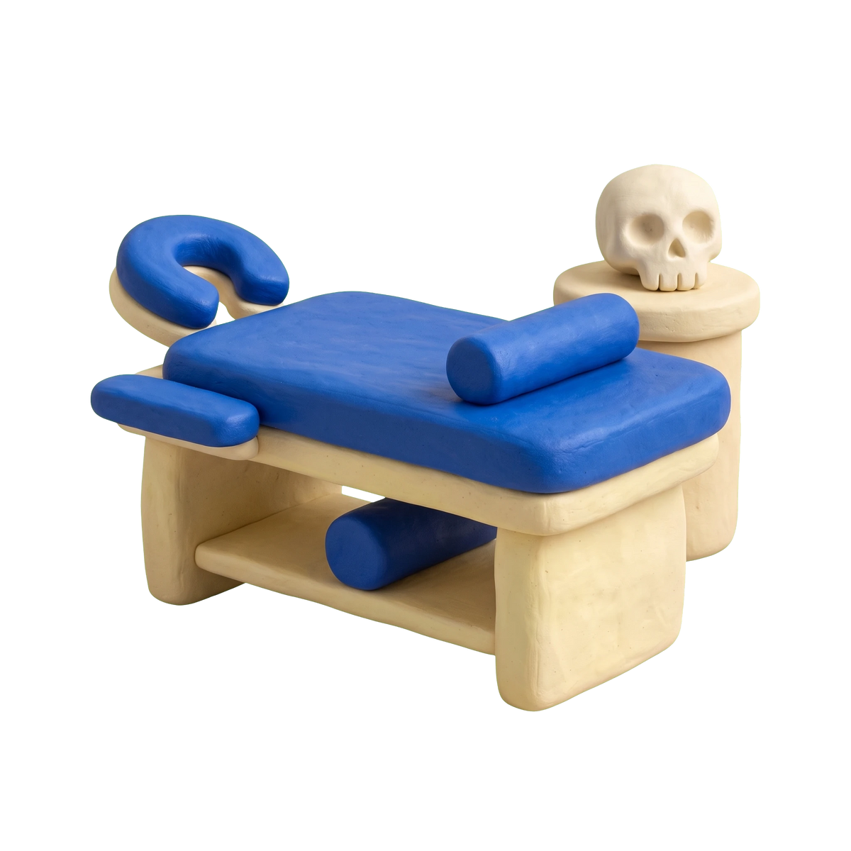 Craniosacral therapy illustration in blue and ivory clay