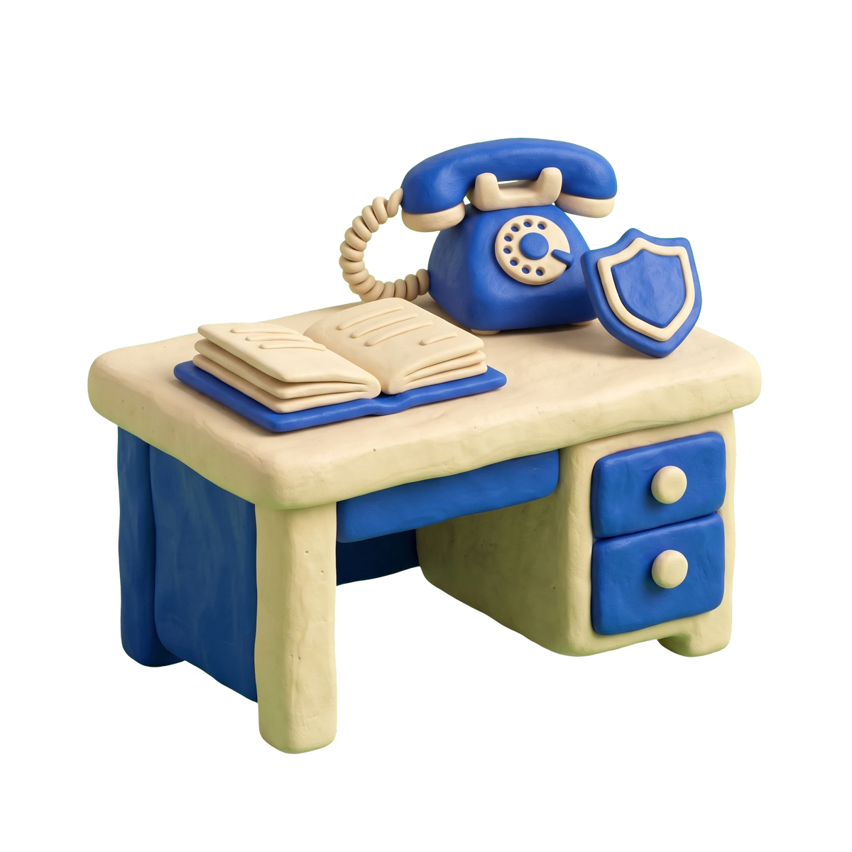 Crime victim service illustration in blue and ivory clay