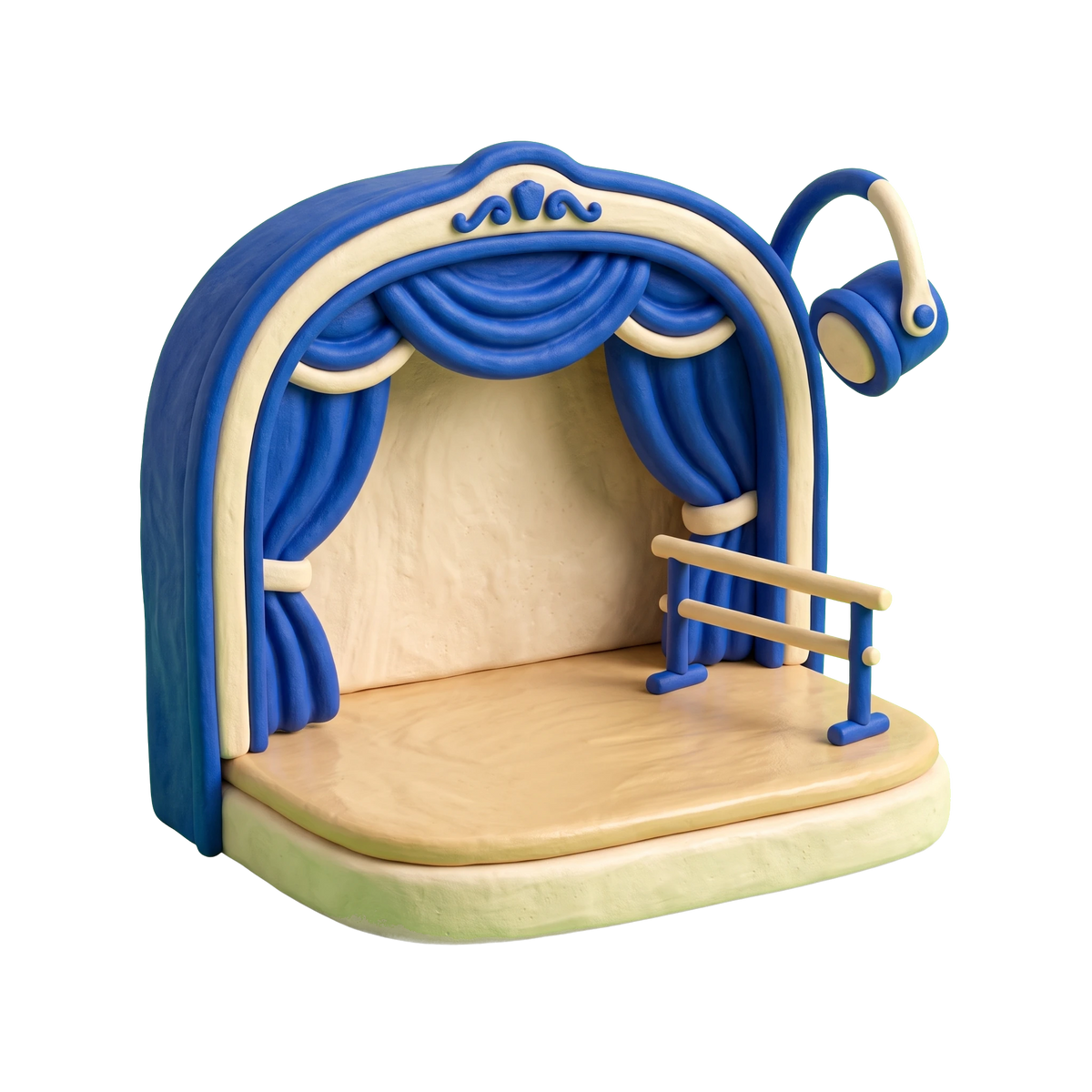 Dance company illustration in blue and ivory clay