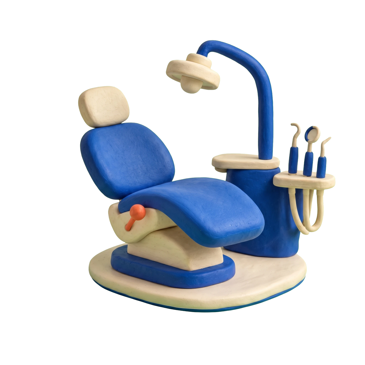 Dental clinic illustration in blue and ivory clay