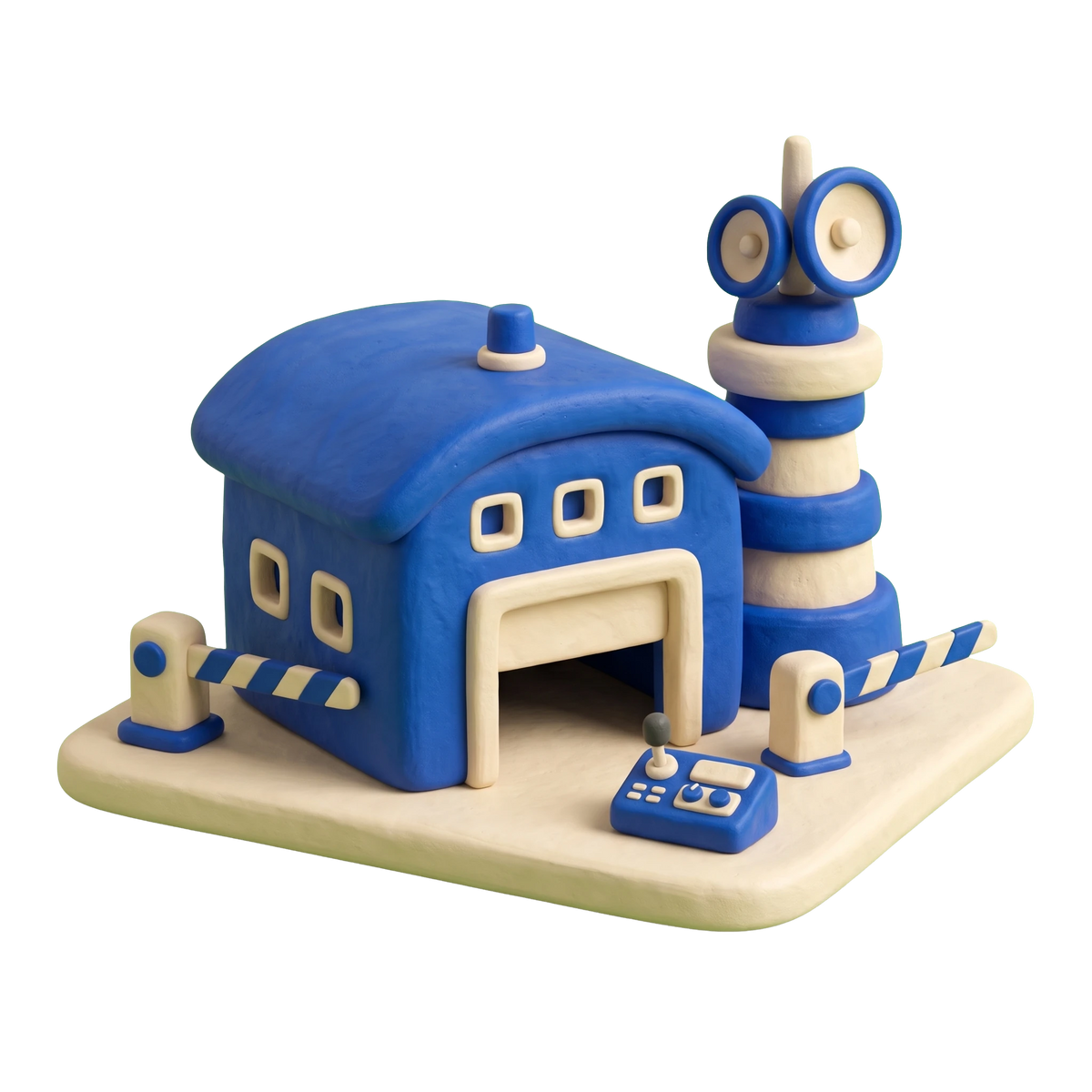 Department of Public Safety illustration in blue and ivory clay