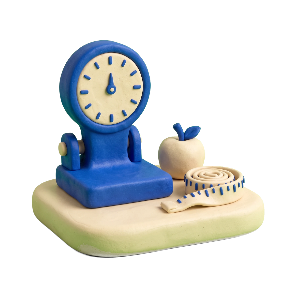 Dietitian illustration in blue and ivory clay