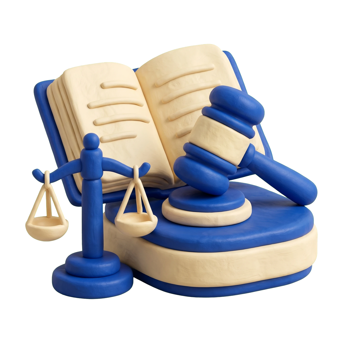 Divorce lawyer illustration in blue and ivory clay
