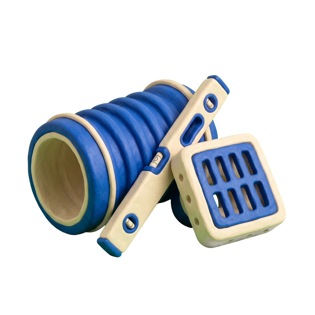 Drainage service illustration in blue and ivory clay