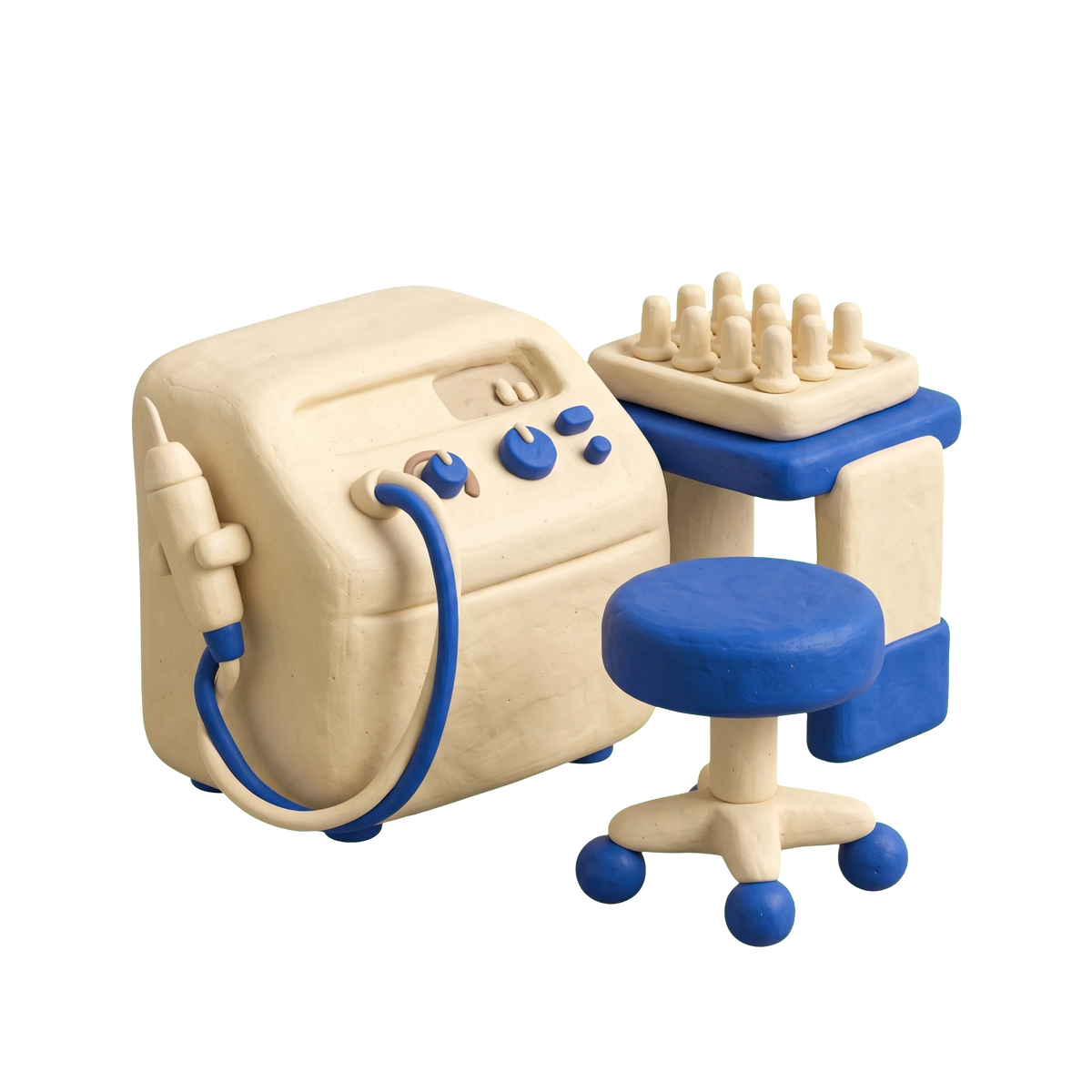 Electrolysis hair removal service illustration in blue and ivory clay