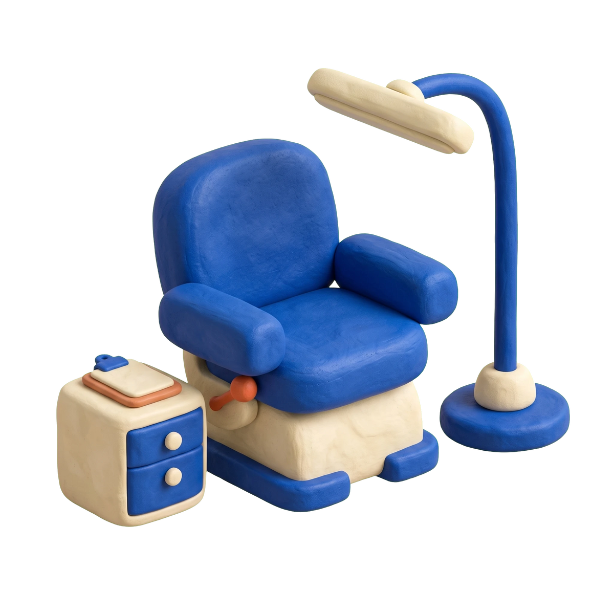 EMDR psychotherapist illustration in blue and ivory clay