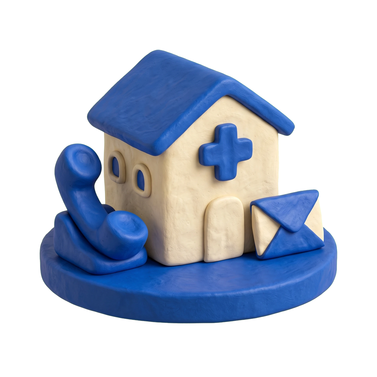 Emergency dental service illustration in blue and ivory clay