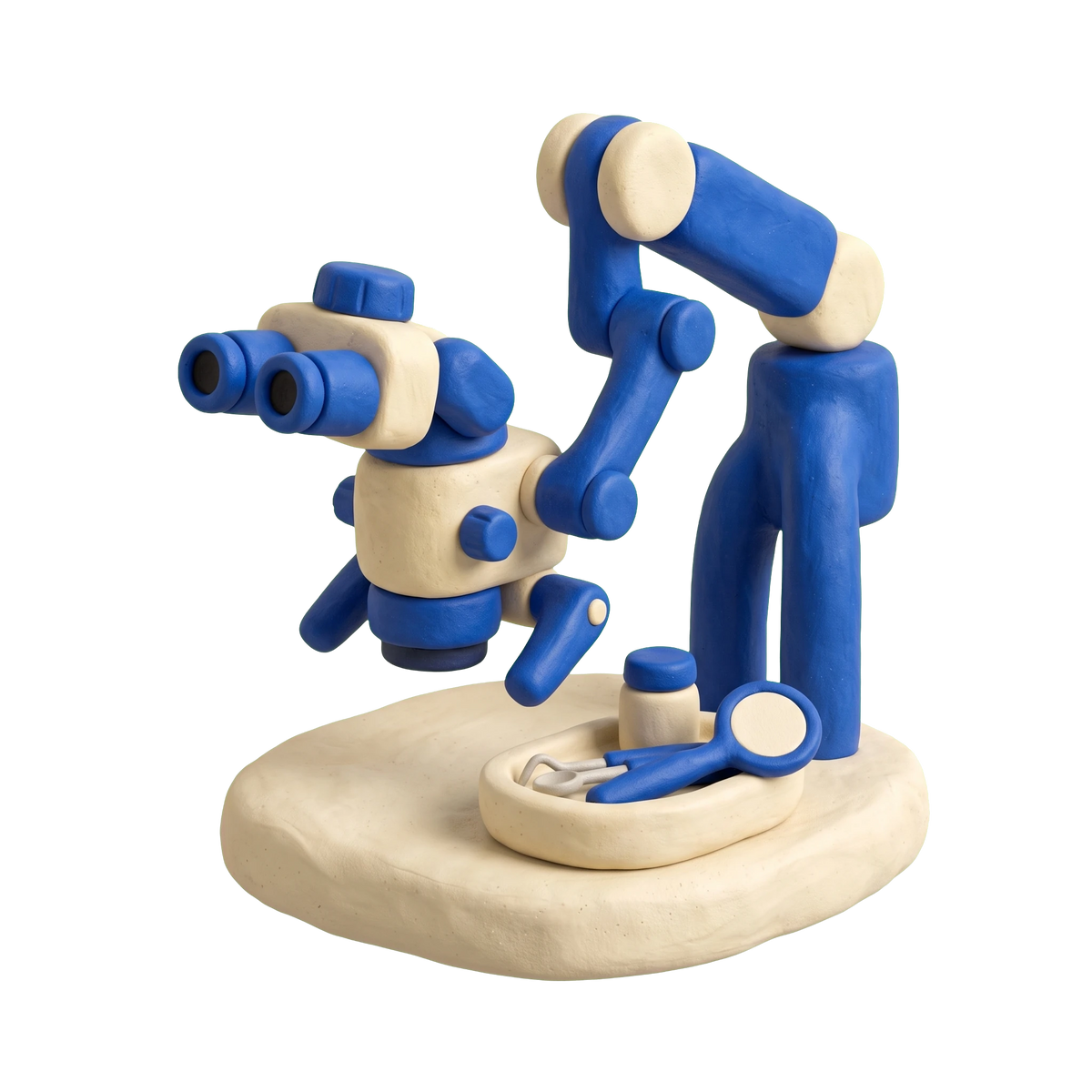 Endodontist illustration in blue and ivory clay