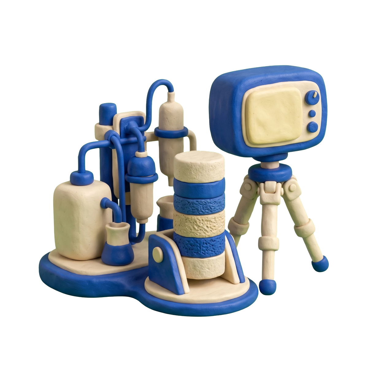 Environmental engineer illustration in blue and ivory clay