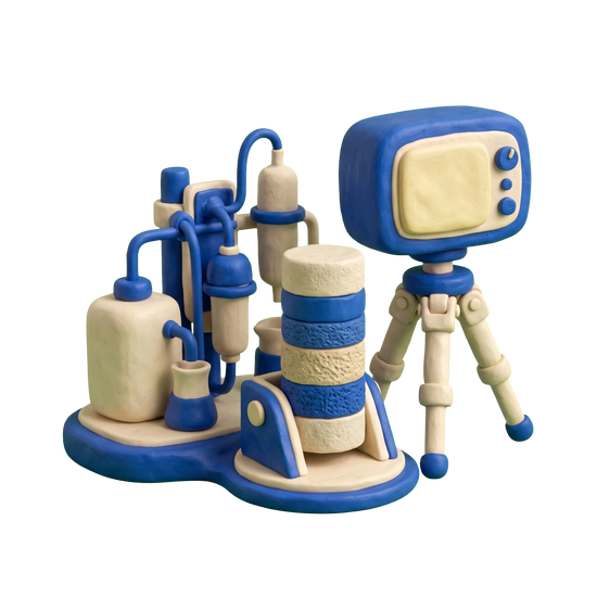 Environmental engineer illustration in blue and ivory clay