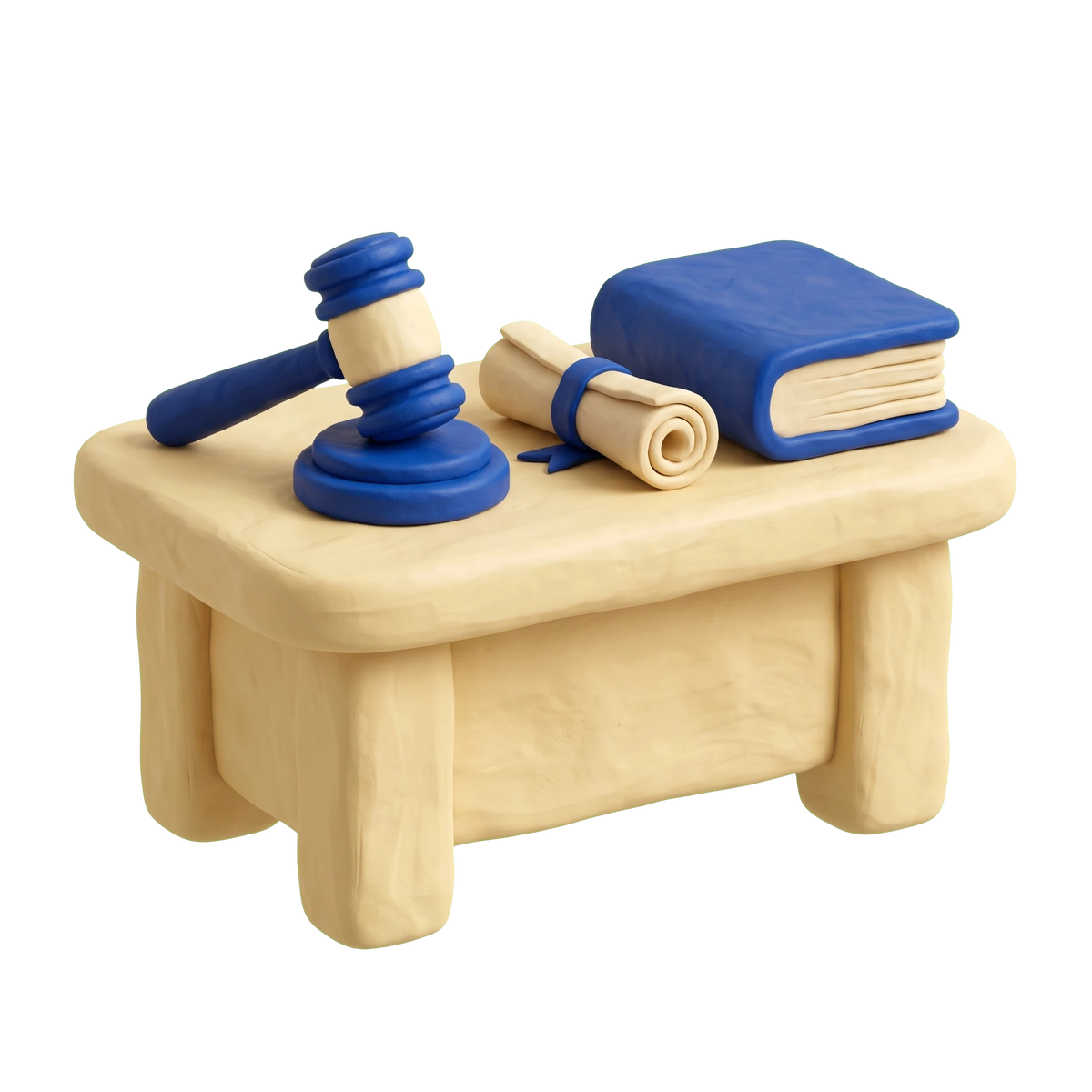 Estate planning attorney illustration in blue and ivory clay
