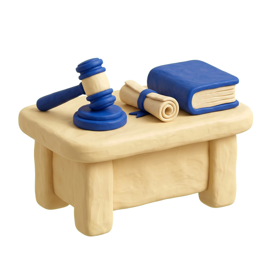 Estate planning attorney illustration in blue and ivory clay