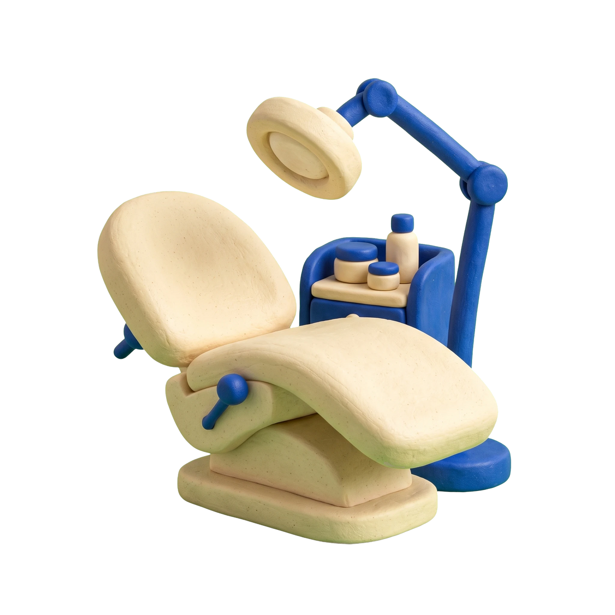 Esthetics service illustration in blue and ivory clay