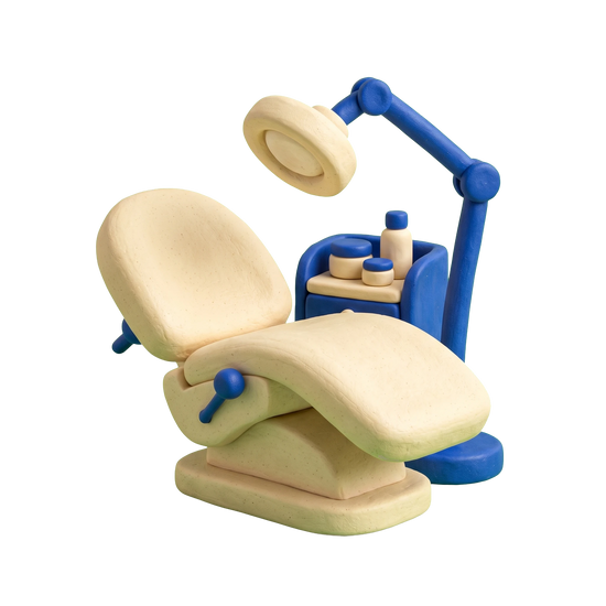 Esthetics service illustration in blue and ivory clay