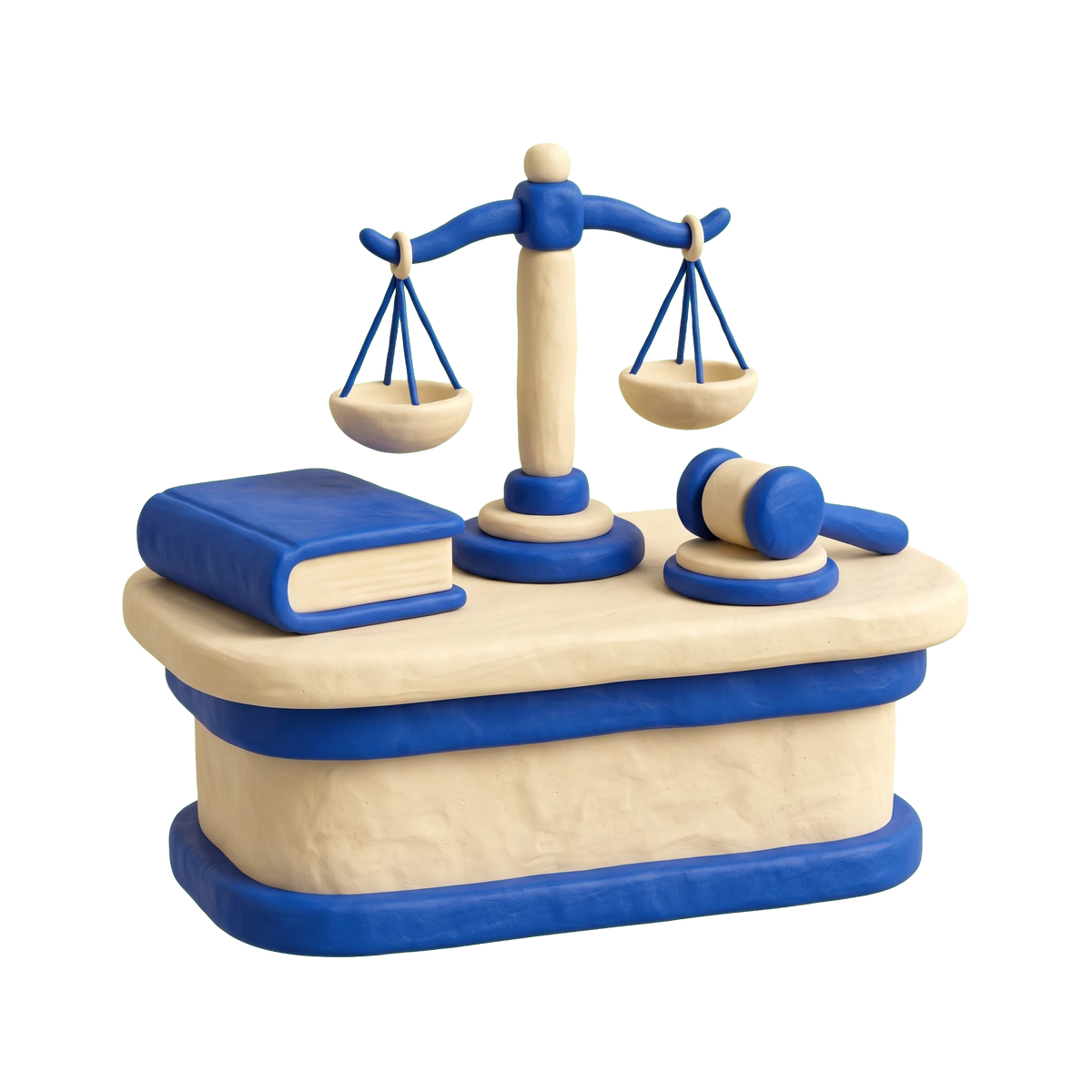 Family law attorney illustration in blue and ivory clay