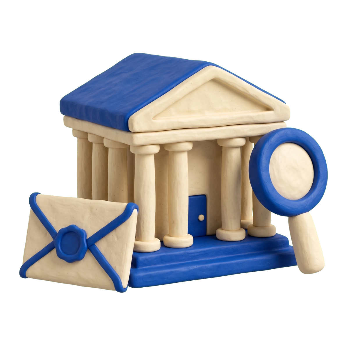 Federal government office illustration in blue and ivory clay