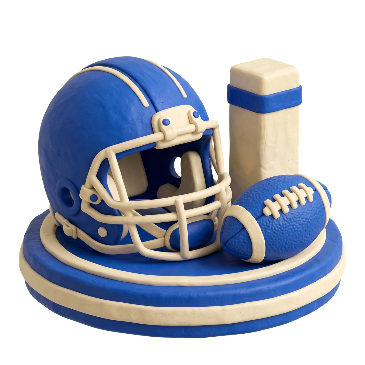 Football club illustration in blue and ivory clay