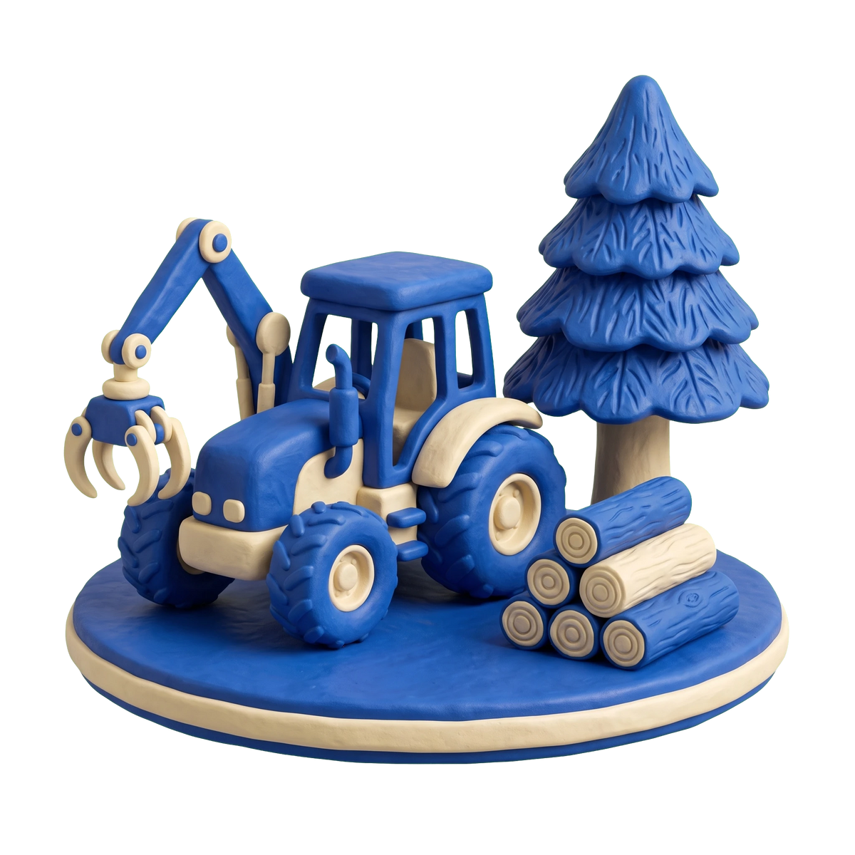 Forestry service illustration in blue and ivory clay