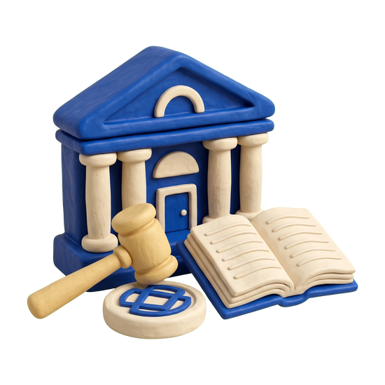 Fraternal organization illustration in blue and ivory clay