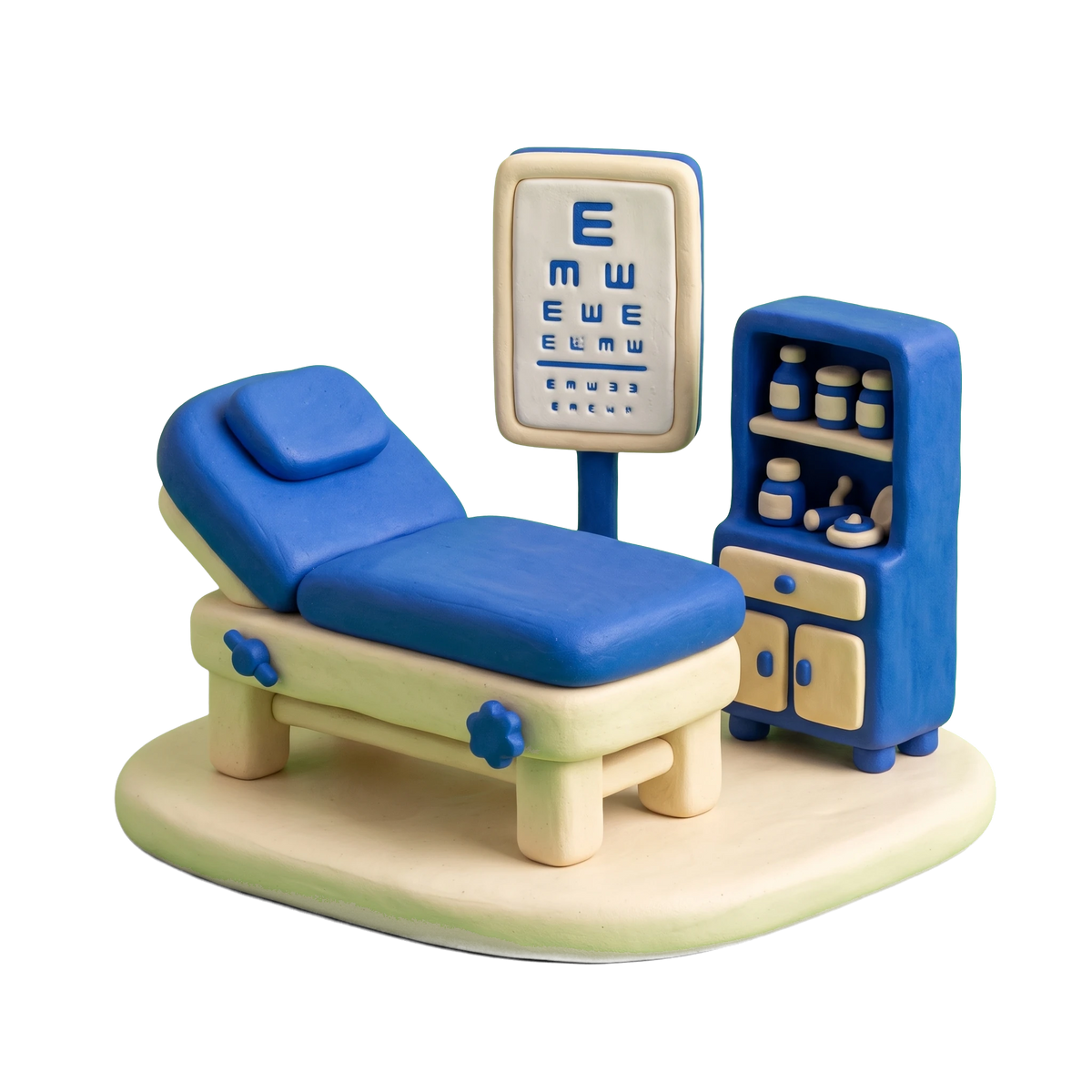 Free clinic illustration in blue and ivory clay