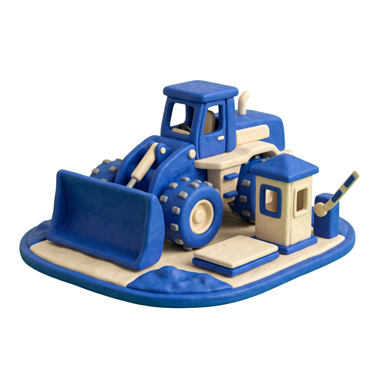 Garbage dump illustration in blue and ivory clay