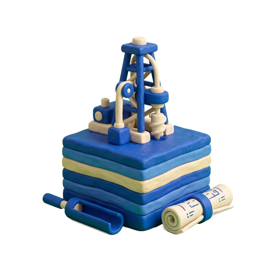 Geotechnical engineer illustration in blue and ivory clay
