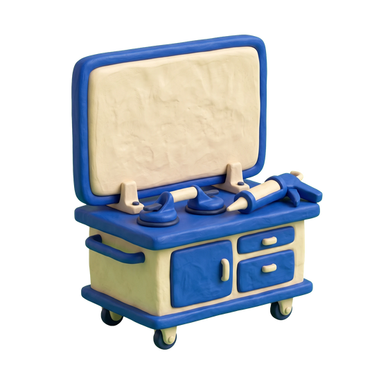 Glass repair service illustration in blue and ivory clay