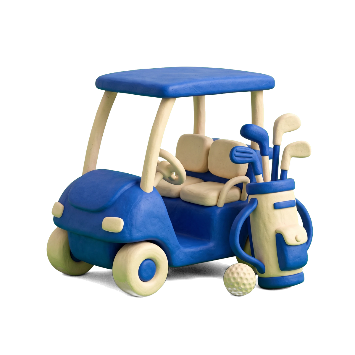 Golf club illustration in blue and ivory clay